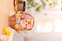 Orange Cat Flower Basket Hanging Ornament
