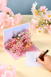 Cherry Blossom Hummingbird Greeting Card 2-Pack