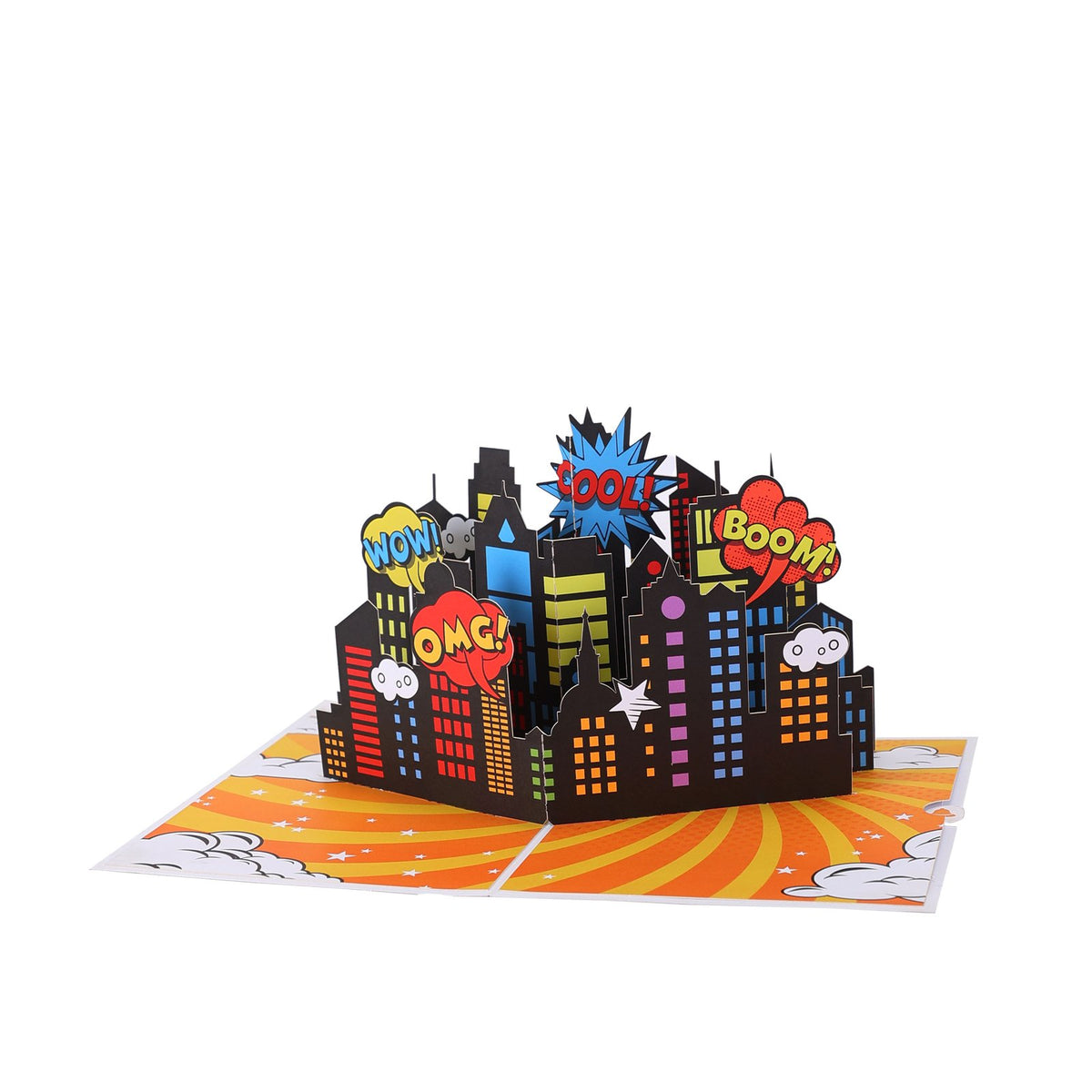 Comic Superhero City Greeting Card