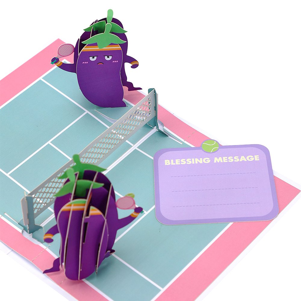Eggplant Tennis Funny 3D Pop Up Card