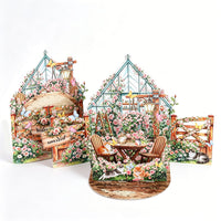 Cat Flower House Double Door Card