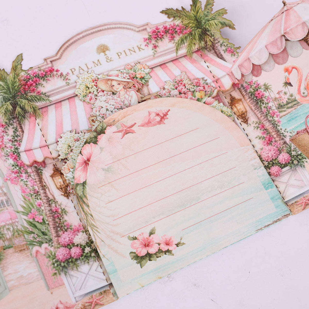 Girl Beach Flower Double Door Card