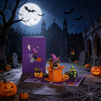 Moon Cat Box Halloween Greeting Card