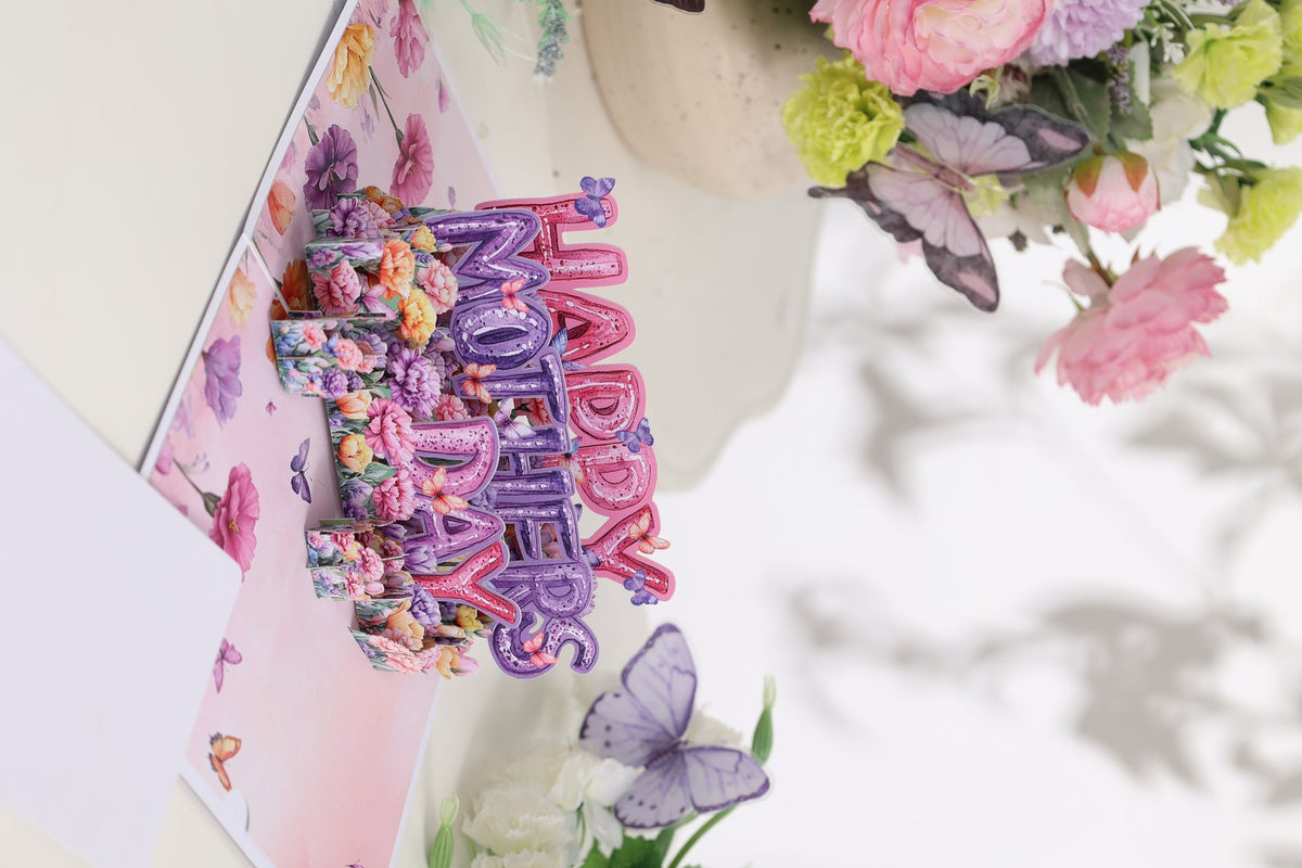 Purple Mother's Day Floral 3D Pop Up Card