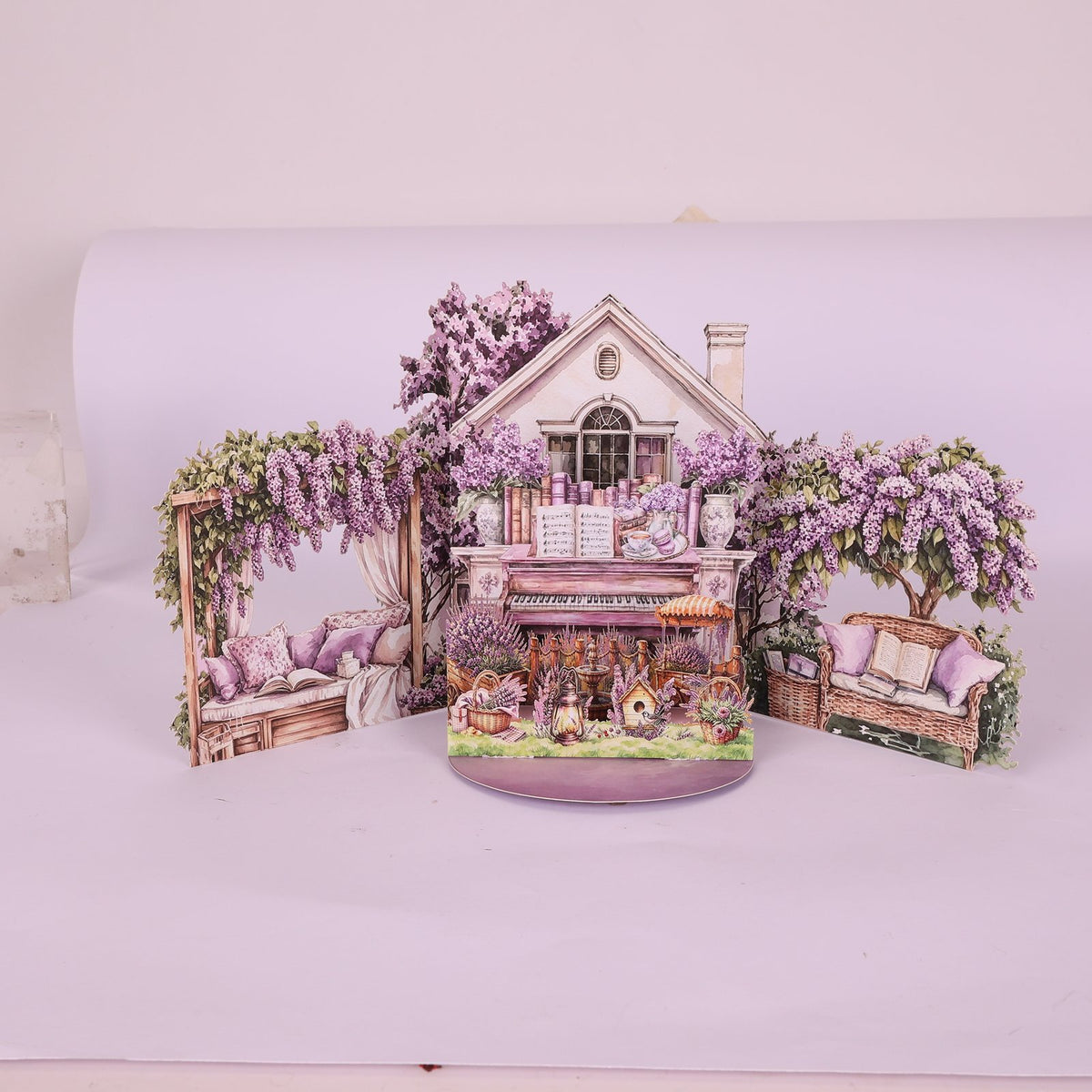 Flower Book House Double Door Pop Up Card