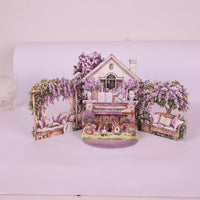 Flower Book House Double Door Pop Up Card