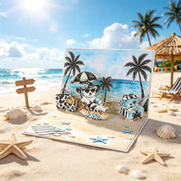 Beach Polar Bear 3D Pop Up Card