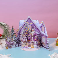 Purple Christmas Theme Double Door 3D Pop Up Card