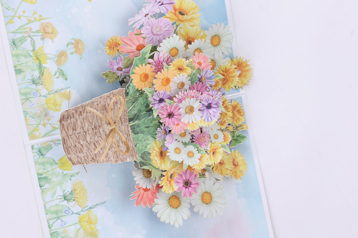 Colorful Flower Basket 3D Pop Up Card