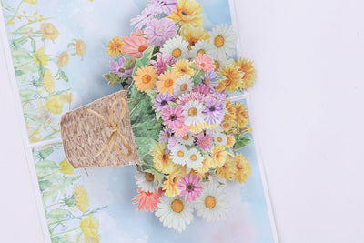 Colorful Flower Basket 3D Pop Up Card