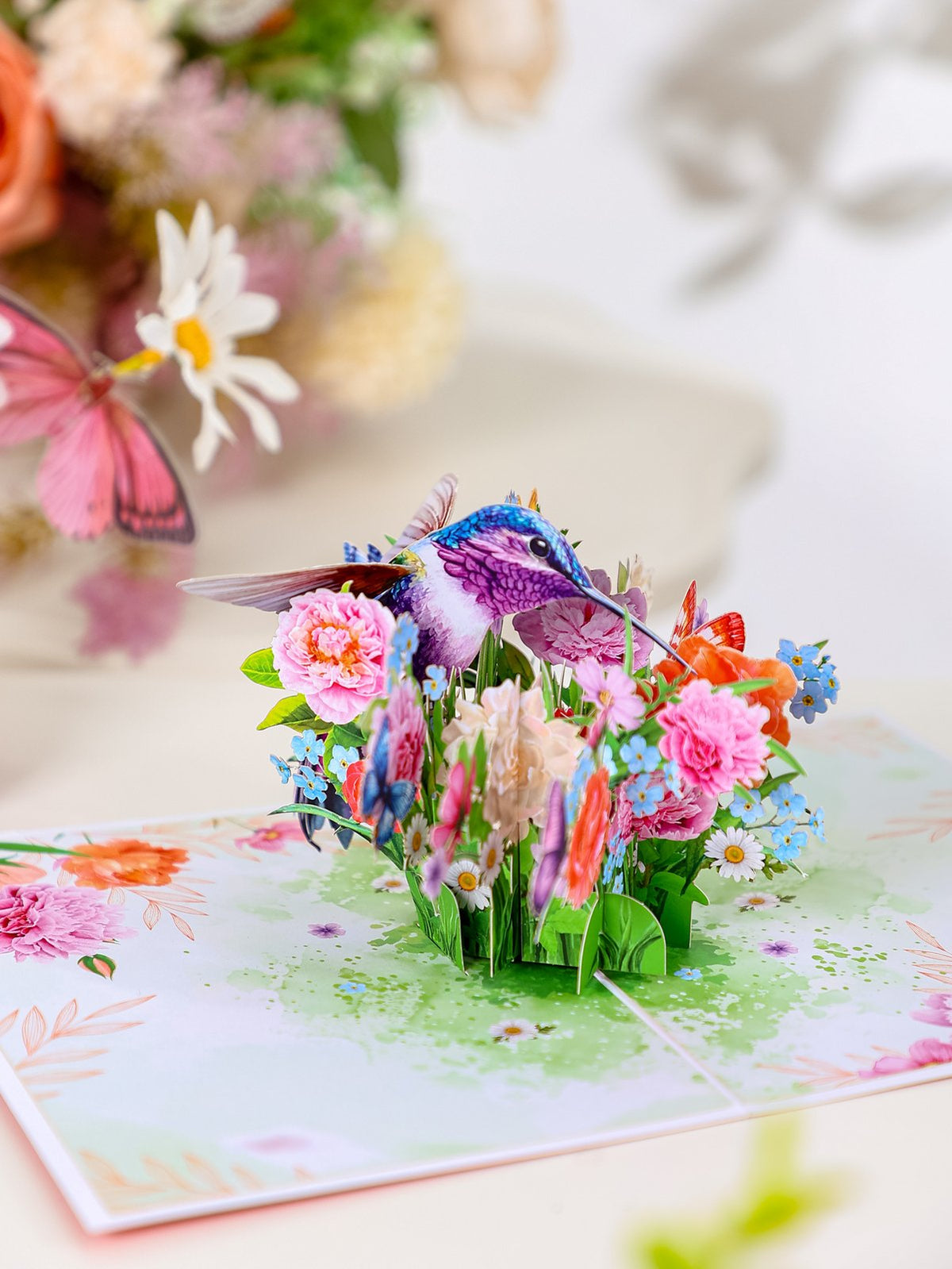 Flowering Shrubs Hummingbird 3D Pop Up Card