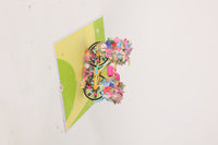Floral Print Bicycle Flip Pop Up Card