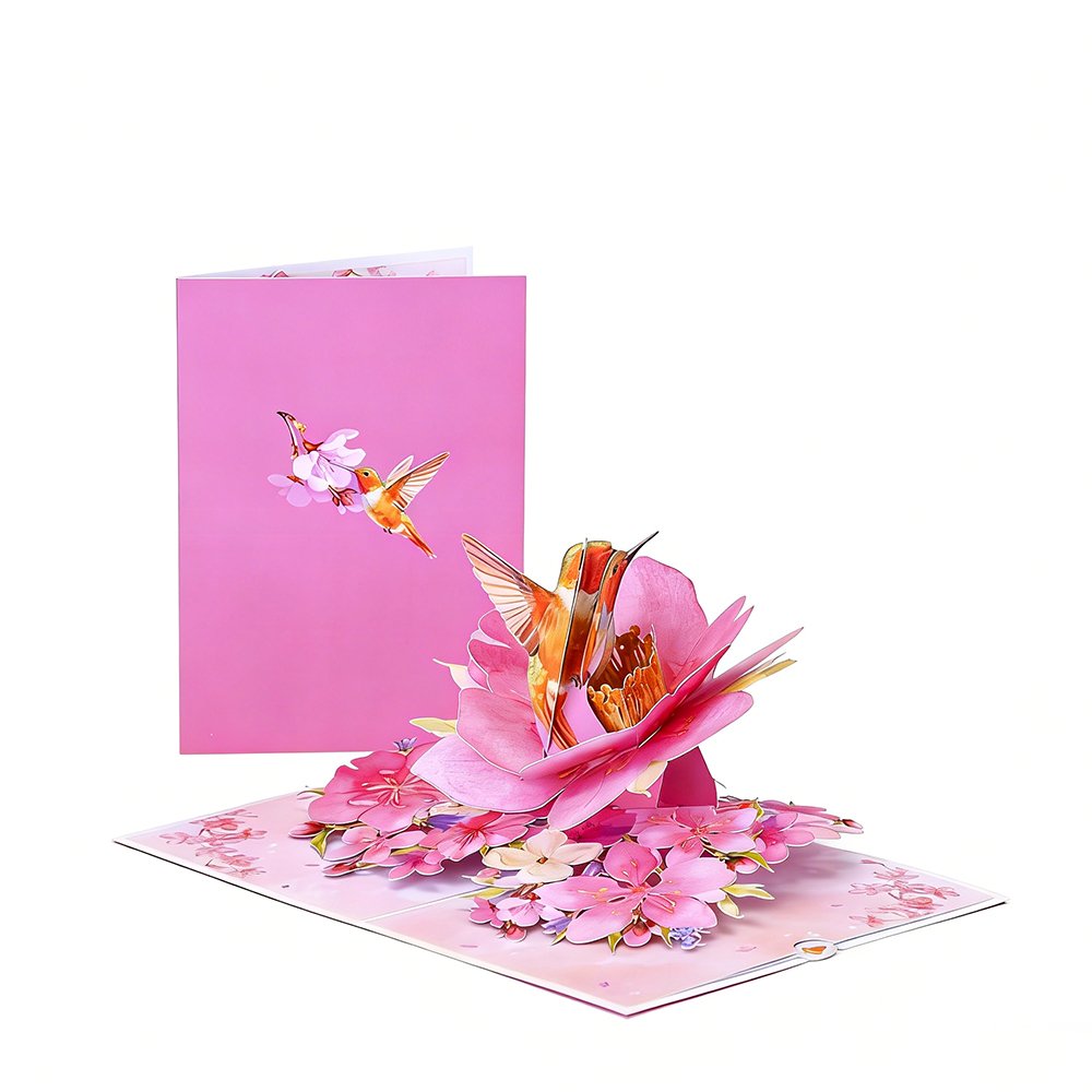 Hummingbird Floral Flip Pop Up Card