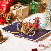 Factory Bulk Price 3D Pop-Up Card Santa Sleigh Greeting Card Festive Christmas Corporate Gift Card
