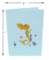 Gold Foil Mermaid Flip Pop Up Card