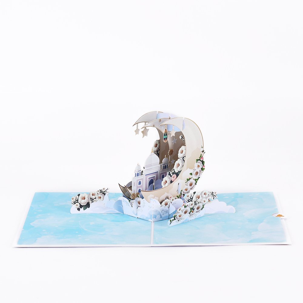 Ramadan Moon Floral Architecture 3D Pop Up Card