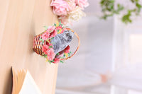 Blue Cat Flower Basket Hanging Ornament