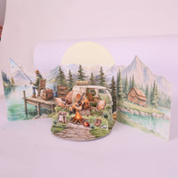 Camping Double Door 3D Pop Up Card