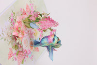 Pink Wisteria Hummingbird 3D Pop Up Card