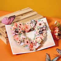 Butterfly Fresh Flowers Floral Wreath 3D Pop Up Card