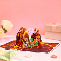 Twin Volcanoes Dinosaur Birthday 3D Pop Up Card