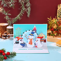 Santa Claus Trumpet Flip Pop Up Card Blue