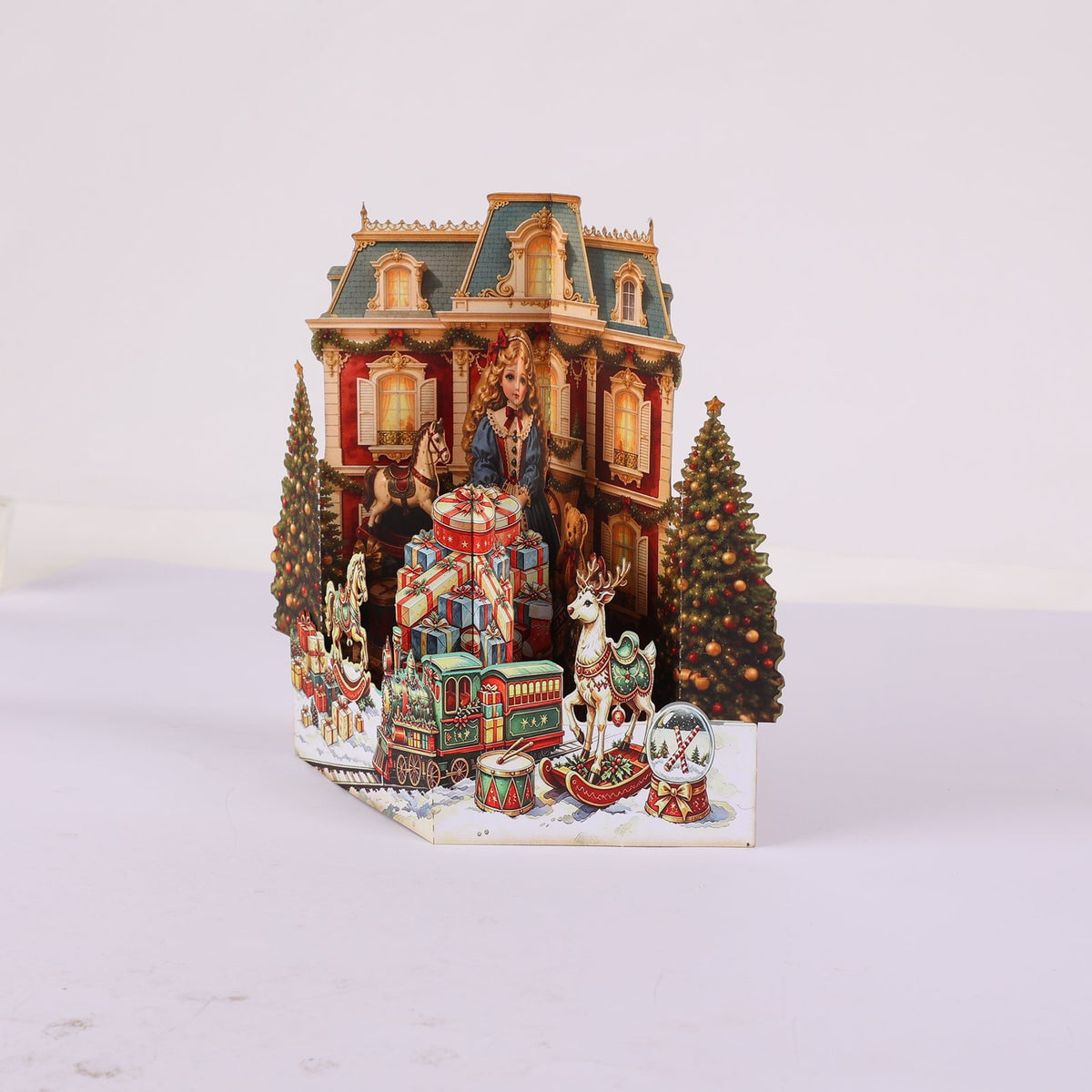 Christmas Vintage Amusement Park Ornament Greeting Card