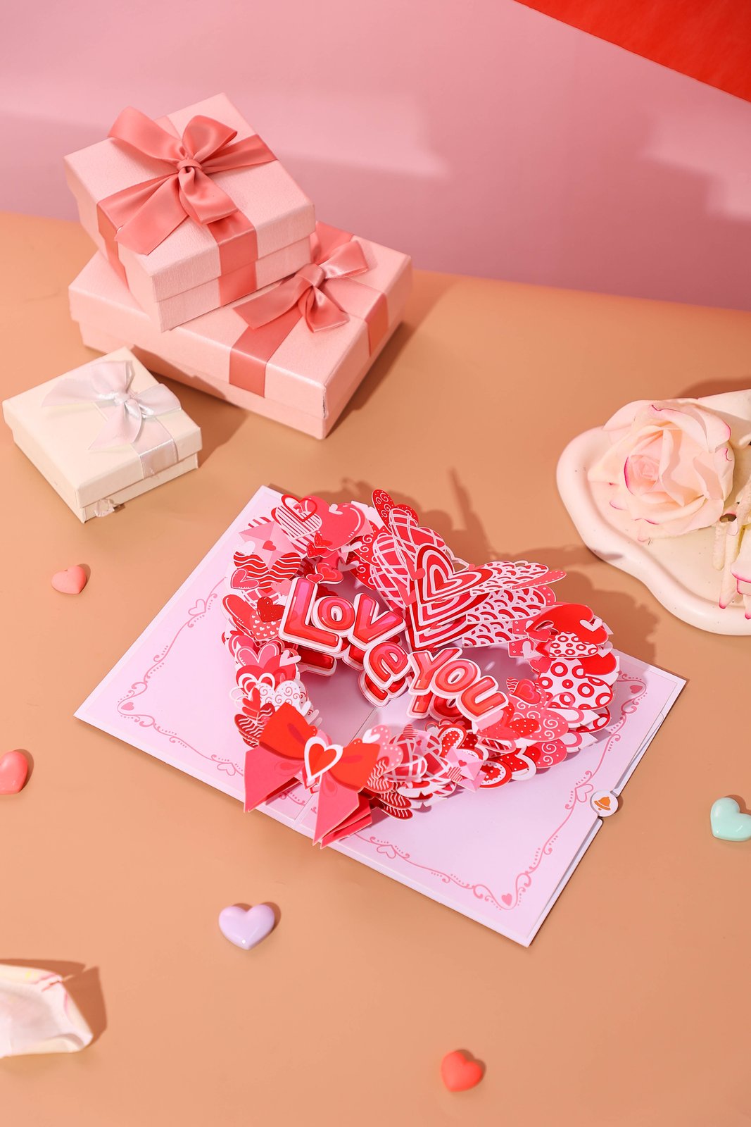 Heart Floral Wreath 3D Pop Up Card