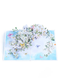 White Orchid Floral Branch 3D Pop Up Card