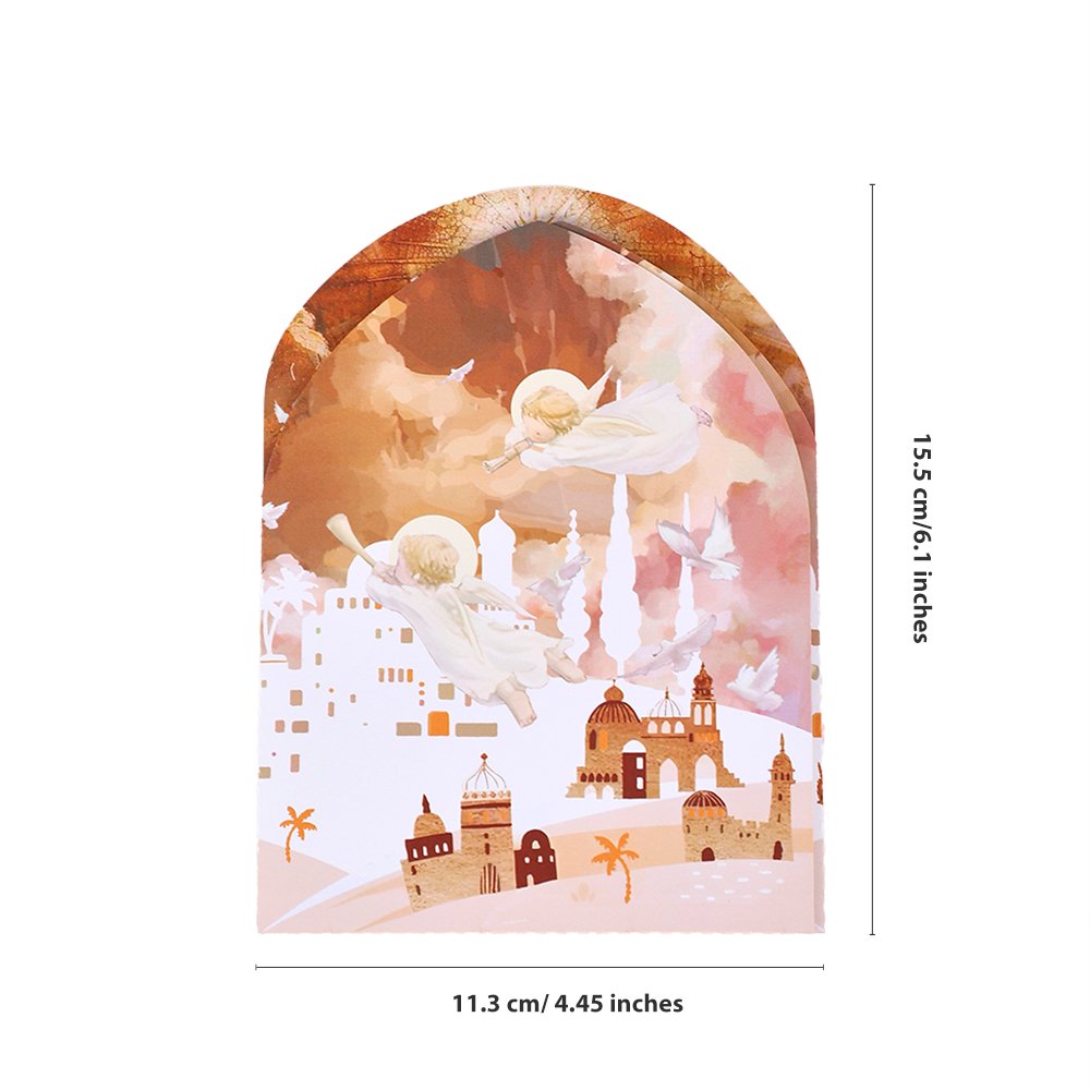 Christmas Angel Snowy Town Greeting Card