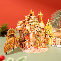 Gold Christmas Village Greeting Card