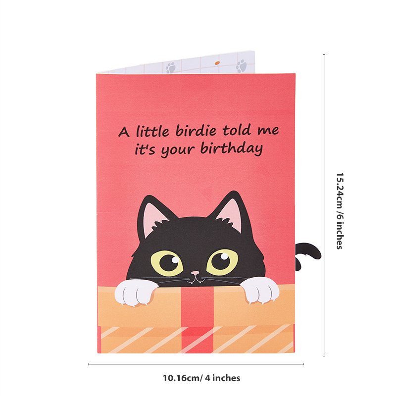 Funny Cat Birthday Greeting Card Bird