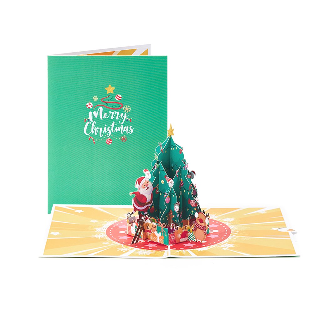 Santa Claus Climbing Christmas Tree 3D Pop Up Card
