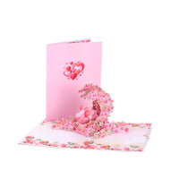 Pink Rose Heart 3D Pop Up Card