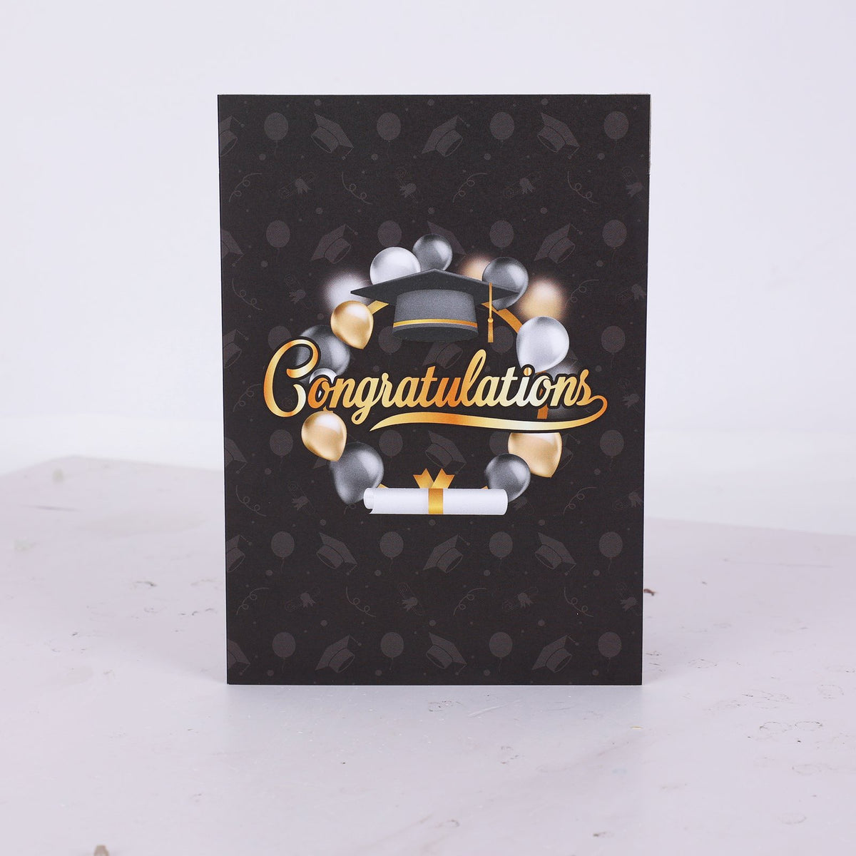 Black Gold Balloon Congratulations Graduation 3D Pop Up Card