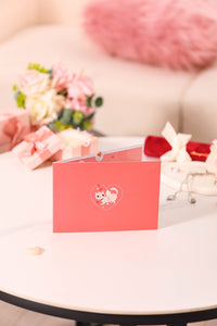 Cupid Cat Heart Balloon 3D Pop Up Card