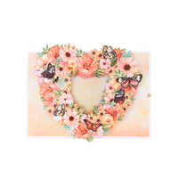 Butterfly Fresh Flowers Floral Wreath 3D Pop Up Card