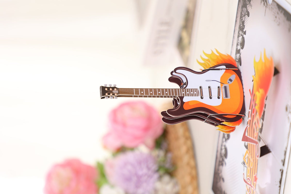 Rock Music Guitar Flip Pop Up Card