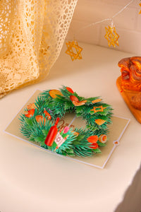 Israel Passover Floral Wreath Pop Up Card