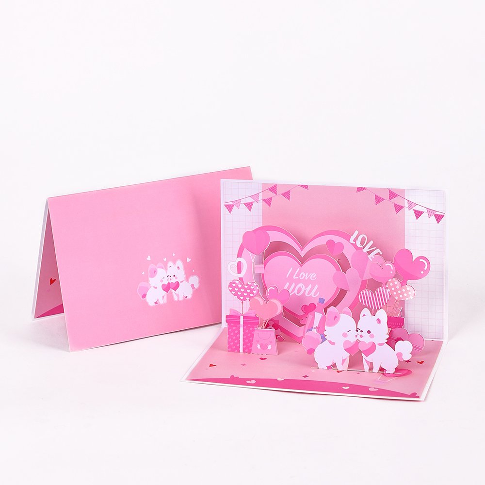 Valentine's Day Puppy 90° 3D Pop Up Card