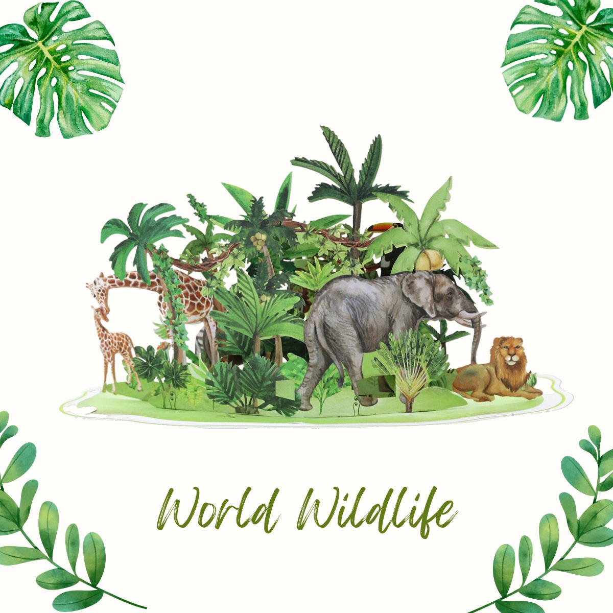 Wild Animals 3D Pop Up Card