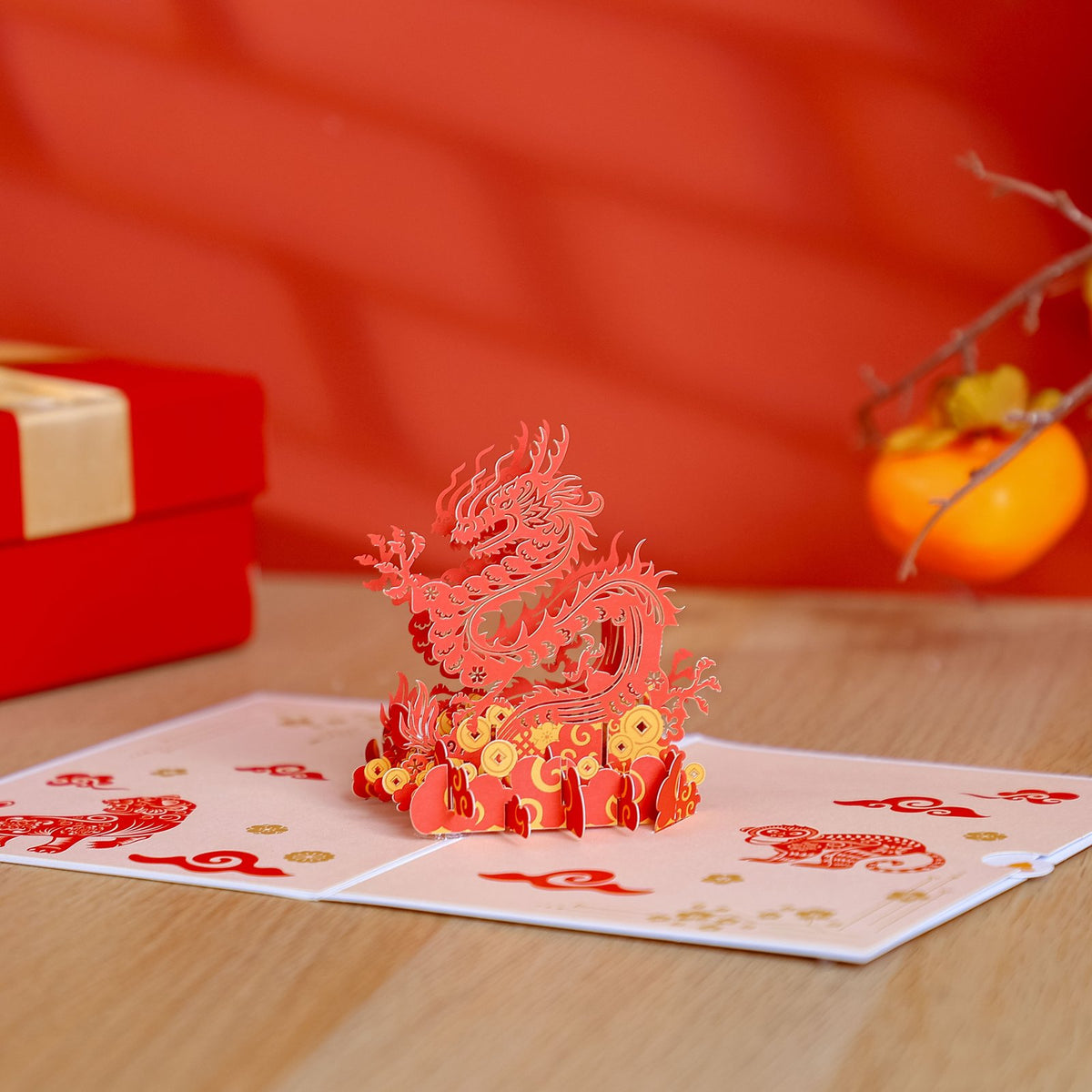 Chinese Dragon Paper-Cut 3D Pop Up Card