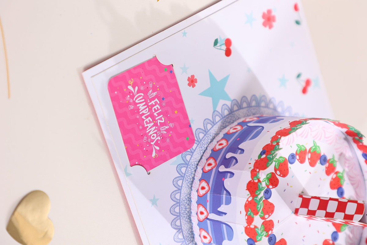 Strawberry Birthday Cake Music 3D Pop Up Card