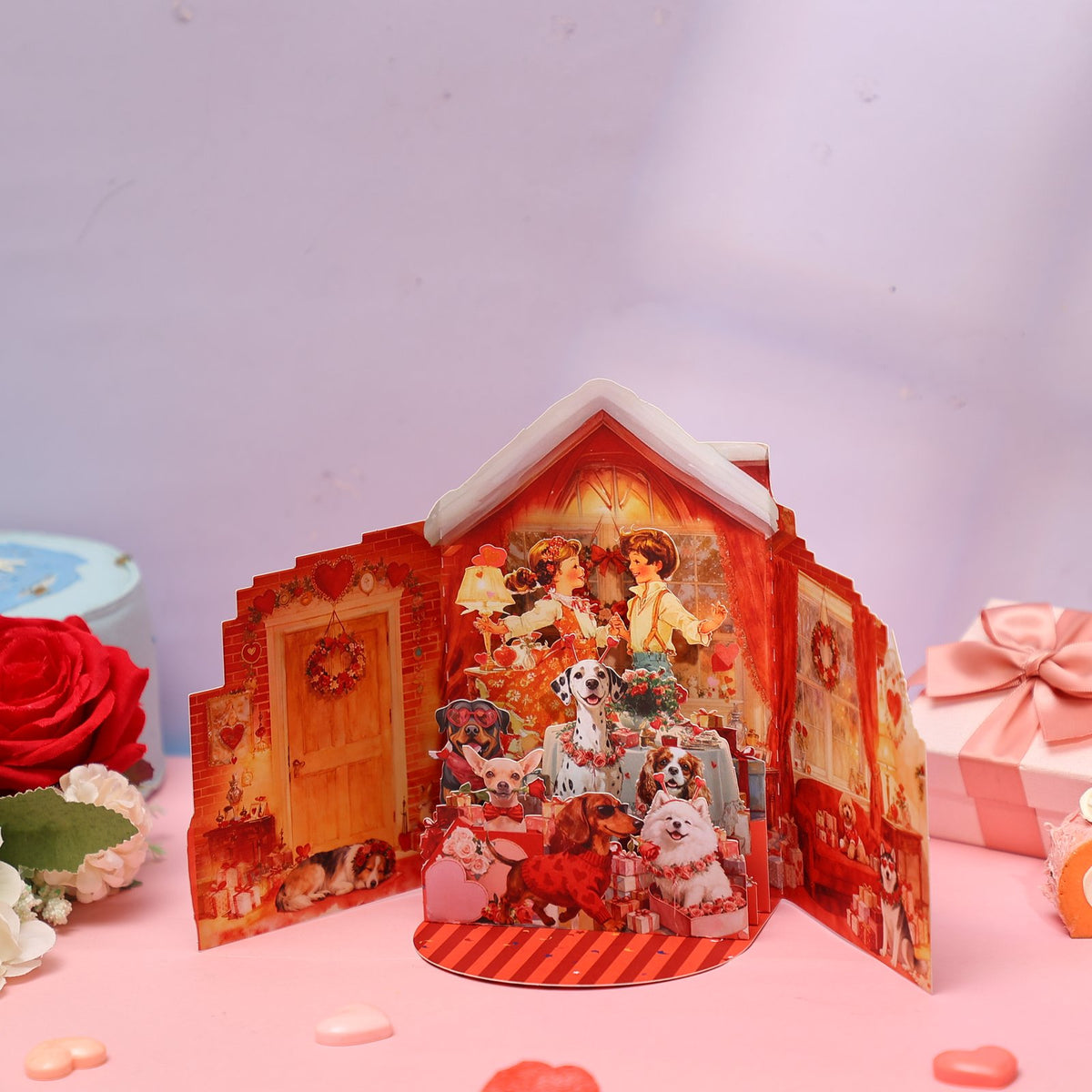Vintage Valentine's Day Double Door Pop Up Card