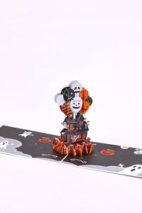 Halloween Haunted House Balloon Greeting Card