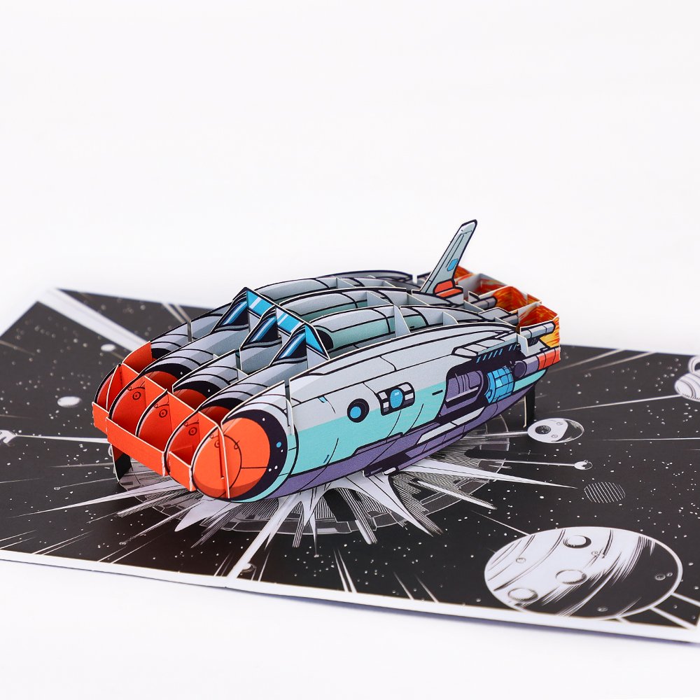Space Airplane Flip Pop Up Card