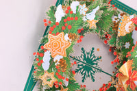 Christmas Gingerbread Floral Wreath 3D Pop Up Card