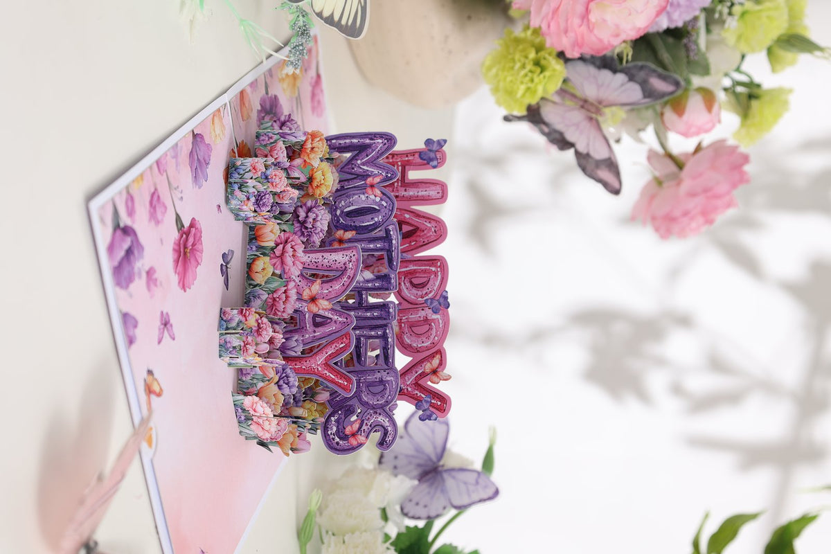 Purple Mother's Day Floral 3D Pop Up Card