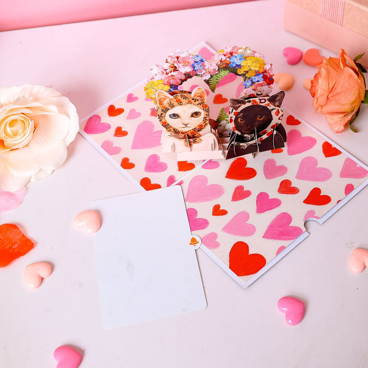 Valentine's Day Black White Cat 3D Pop Up Card