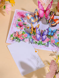 Purple Butterfly Flower Bouquet Flip Pop Up Card